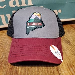 Ll bean trucker hat grey red